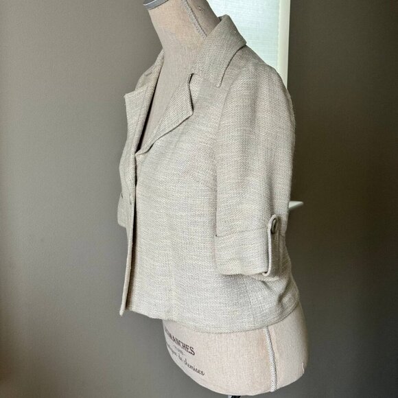 PEACE OF CLOTH Light Cotton Linen Blend 3/4 Sleeve Blazer - Size 0 - Picture 9 of 11